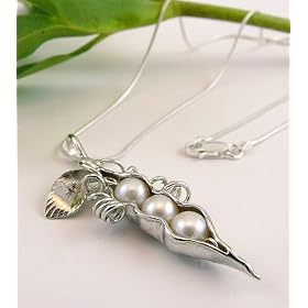 Three Peas in a Pod Necklace - Sterling Silver with White Freshwater Pearls Three Peas in a Pod Necklace - Sterling Silver with White Freshwater Pearls
