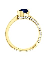 18K Yellow Gold 7.00x5.00mm Oval Cut Sapphire and Diamond Ring -- LIFETIME WARRANTY