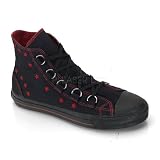 Canvas D-Ring Lace-Up High Top Sneaker Black Canvas Red