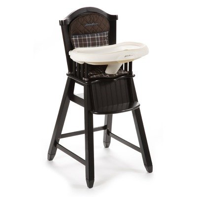 Eddie Bauer Espresso Wood High Chair, Charter Atlantic Blue