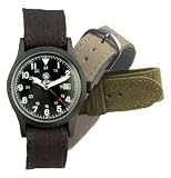 Black Military Watch with 3 Straps Gift Set