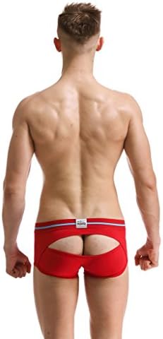 Men's Fashion Underwear Sexy Hip Boxer Briefs with Comfort Soft Waistband L Red