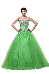  Beaded Sweetheart Floor Length  Satin/Tulle  Ball Gown Quinceanera Dress  With Rhinestones