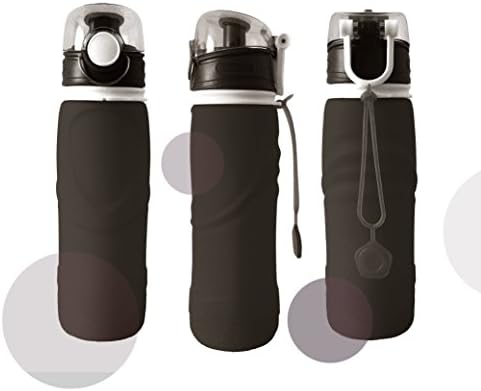 Collapsible Silicone Sports Water Bottle, Large Capacity 26 oz (750 ml), Drinking Water Kettle for Outdoor Hiking Camping Running Traveling (Black)