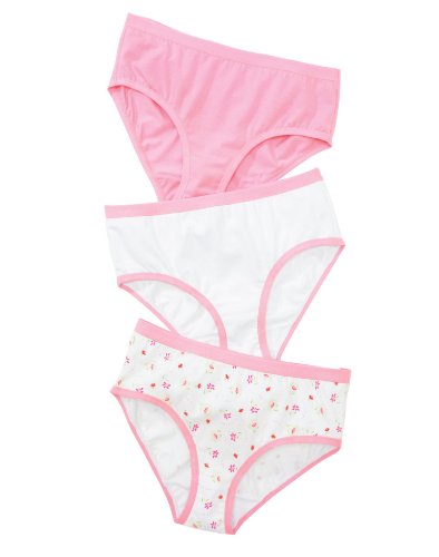 Hanes Girls Tagless Cotton Stretch Comfortsoft Brief 3 Pack Assorted