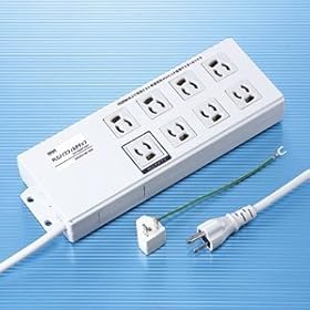 【クリックで詳細表示】サンワサプライ PLC対応ノイズフィルタタップ 雷ガード内蔵 TAP-3809PLCNF： パソコン・周辺機器