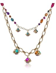 Betsey Johnson "Carnival" Crystal Cluster Macrame Long 2 Row Necklace, 33"