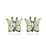 Sterling Silver Opal Butterfly Post Earrings