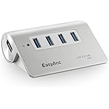 USB HUB EasyAcc&reg; Aluminum Superspeed USB 3.0 4 Port Bus-Powered Hub for Mac,iMac,MacBook Pro Air,Ultrabooks,Microsoft Surface RT,Laptops,Raspberry pi,and any PC,Silver