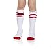 juDanzy 2 Pack of Baby, Toddler and Kids Knee High Tube Socks for Boys and Girls with Grips (12-24 Months, White with Blue & Red Stripes)