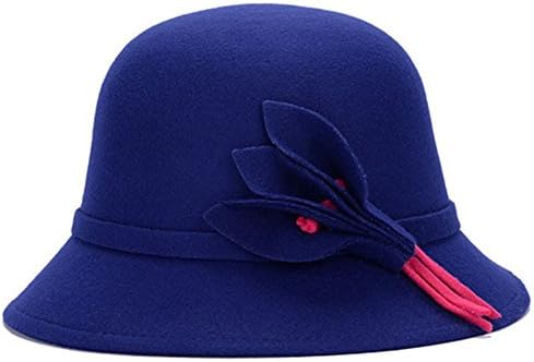 Final Bliss Europe and British Style Autumn and Winter Warm Leaf Flower hats(Blue)