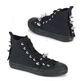 DEVIANT-104 MENS Canvas High Top Chuck Taylor Converse Style Shoes Rocker Studded Sneaker Black Size: 8