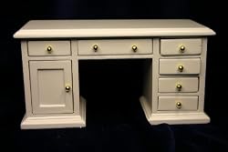 Miniature White Painted Wood Desk Dollhouse Miniature