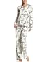 HUE Women's Holiday Moose Print Notched Collar Pajama Set, Off White, Medium