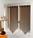 Paire voile � pompon LUMINEA2x60/90cm Coloris CACAOPr�t � poser.Existe dans