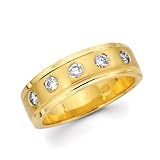 14K Yellow Gold Round Diamonds Women's Couple Wedding Ring Band (0.32 ctw., GH Color, SI Clarity)