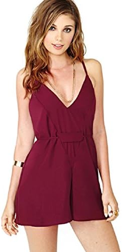 amtonseeshop 1PC Backless Chiffon Shorts Straps Jumpsuit Pants (XL)