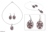 Garnet jewelry set, 'Floral Abstractions' 16.1 L