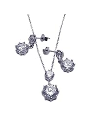 Nickel Free Sterling Silver Pendant & Earring Sets Hanging CZ Set