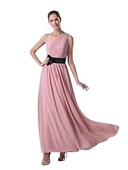 A-line Natural   Waistline Floor Length Lace One Shoulder Chiffon Bridesmaid Dress  With a Sash 