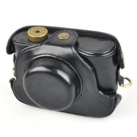 Black Faux Leather Camera Case Bag For Panasonic LUMIX LX5