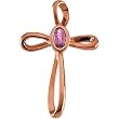 14K Rose Gold Pink Tourmaline Cross Pendant