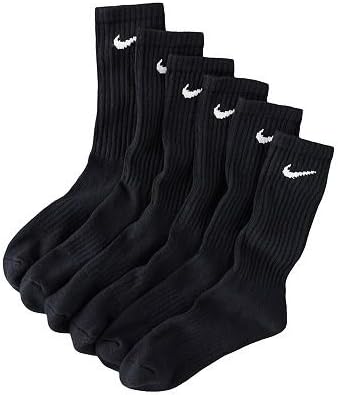 Nike Boy's Performance Moisture Wicking Crew Socks - 6 Pair, Black-Made in USA