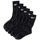 Nike Boy's Performance Moisture Wicking Crew Socks - 6 Pair, Black-Made in USA (3Y-5Y (sock size: 7-8.5))