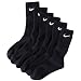 Nike Boy's (Shoe Size 3Y-7Y) Performance Moisture Wicking Crew Socks - 6 Pair, Black-Made in USA