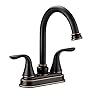 Designers Impressions 651540 Oil Rubbed Bronze Two Handle Lavatory Bathroom Vanity Faucet - Bathroom Sink Faucet with Matching Pop-Up Drain Trim Assembly