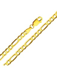 14K Yellow Gold 3.8mm Figaro Chain Bracelet with Lobster Claw Clasp - 7.5" Inches