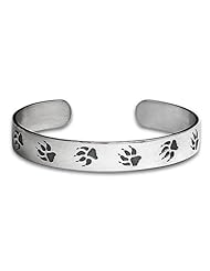Sterling Silver Wolf Trax Western Range and Wilderness Bracelet. Made in USA.