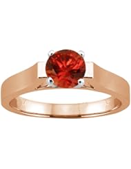 0.80 Ct Round Cognac Red SI1/SI2 Diamond 18K Rose Gold Ring