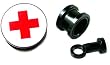 UV Red Cross Logo Plugs 00G - Sold As A Pair