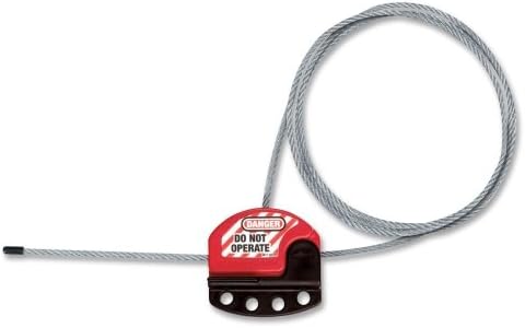 Wholesale CASE of 10 - Master Lock Adjustable Cable Lockout-Cable Lockout, 6 Foot, 5/32" Diameter, Black/Red