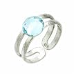 Sterling Silver Double Band Toe Ring with Simulated Aquamarine CZ