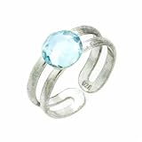 Sterling Silver Double Band Toe Ring with Simulated Aquamarine CZ