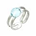 Sterling Silver Double Band Toe Ring with Simulated Aquamarine CZ