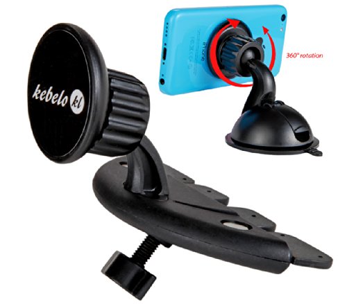 Kebelo 2in1 Universal Magnetic smartphone Car Mount Holder for Iphone 6 6 Plus 5 5s 5c 4 4s Samsung Galaxy - S - 2 - 3 - 4 - 5 - Note / Nexus 5 - 7 / Nokia - Lumia / Motorola -Moto X / Ipod / and More .