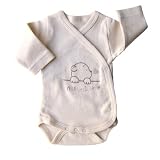 Fuar Baby 100% Organic Cotton Long Sleeve Kimono Bodysuit Onesie - Cuddly Bear (0-3 Month)