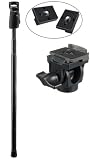 Manfrotto Automatic 3-Section Aluminum Monopod - Holds 17.6lbs (8kg) with 234RC (3229) Swivel Head + 2 Replacement Quick Release Plates for the RC2 Rapid Connect Adapter