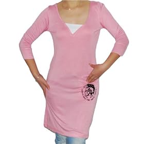 Womens Diesel v-neck 2/3 sleeve blouse dress. very sexy top with one pocket on the front. Very high quality top that can be matched with jeans or worn as one piece.