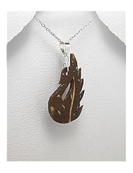 Coconut Wood Pendant Necklace In Sterling Silver