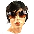 100% UV Protection Large Oversized Gold Metal Frame Jackie O Sunglasses Brown Print
