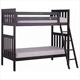 Alpine II Twin over Twin Bunk Bed with Angled Ladder / Guard Rail in Espres ....