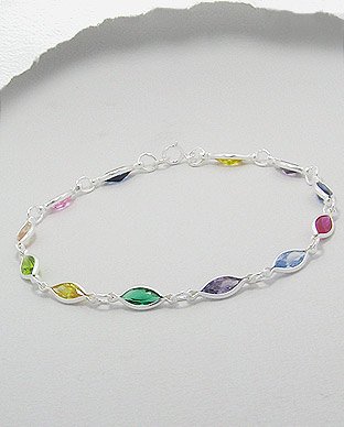 Bracelet En Argent Avec Oxyde De Zirconium En 
