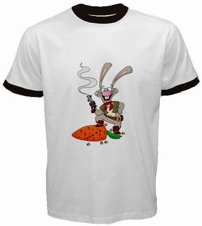 Men's Customized ROBIN HOOD RABBIT 100% Cotton White Ringer T-shirt