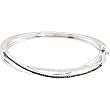 Sterling Silver Black Spinel and Diamond Bangle Bracelet