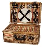 Picnic & Beyond Terazzo Willow Picnic Basket w/Service for Four
