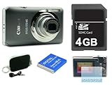 Canon Ixus 115 Grau Digitalkamera, ORIGINALVERPACKT, mit 4 GB SDHC Karte, Tasche, Schutzfolie, 2-tem Fremdhersteller AKKU
